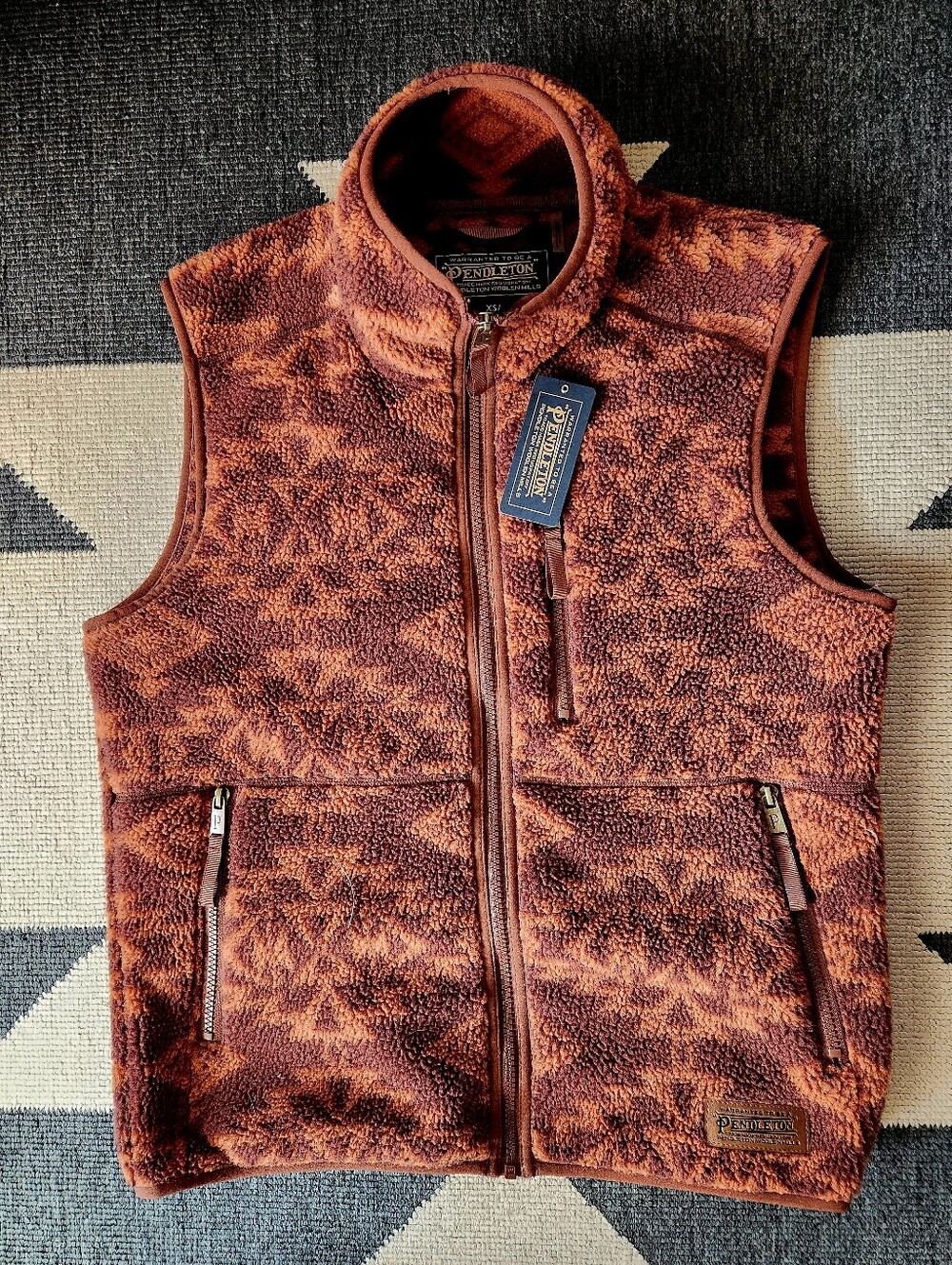 Pendleton Unisex Fleece Vest - Mocha Sacred Star Pattern